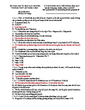Đề và đáp án thi thử THPT quốc gia môn Lịch sử năm 2017 - Trường THPT Chu Văn An